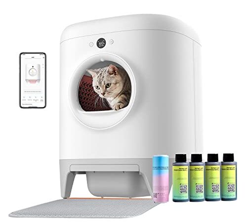 PETKIT Pura X Lettiera Autopulente per Gatti, Lettiera Gatto Autopulente,XSecure/Rimozione dell'odore/Capacità Massima 60L/Controllo dell'APP Lettiera Automatica per Più Gatti