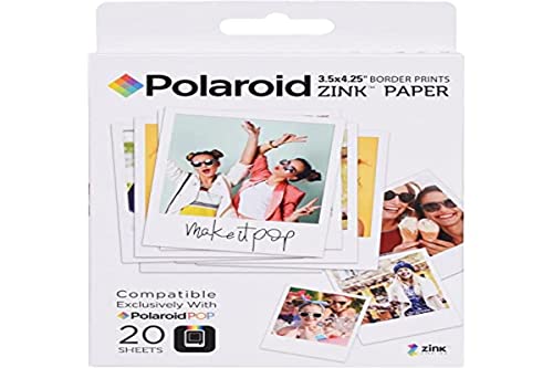 Polaroid Carta fotografica 3,5 x 4,25 pollici ZINK con bordo (20 Fogli) - Compatibile con la fotocamera istantanea Polaroid POP