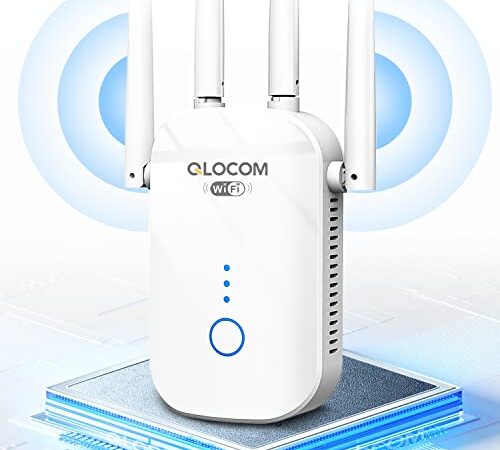 QLOCOM 2023 Nuova Ripetitore WiFi Potente 1200Mbps WiFi Extender, Dual Band 5GHz & 2.4GHz Amplificatore WiFi Support Modalita Ripetitore/Bridge, Ripetitore Segnale WiFi Casa con WPS