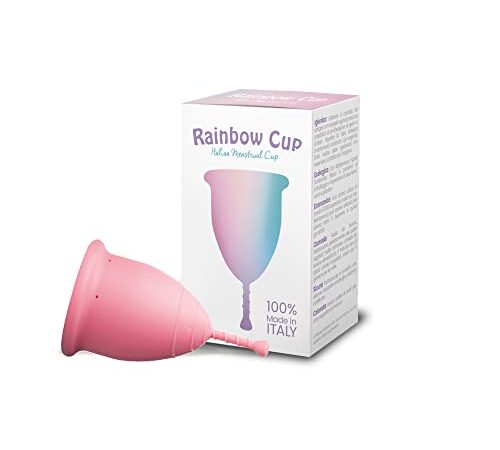 Rainbow Cup, Coppetta Mestruale Made in Italy in Silicone Medicale Senza Lattice e Additivi, Comoda, Ecologica, Sicura, in più Varianti, Coppetta Mestruale Tonica, Colore Ciclamino, Taglia 1