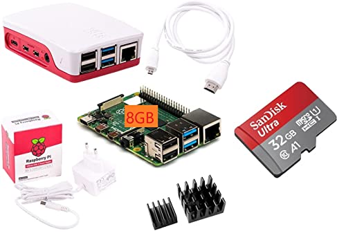 Raspberry Pi 4 Model B - Kit di avvio da scrivania da 8 GB, 32 GB, colore: Bianco