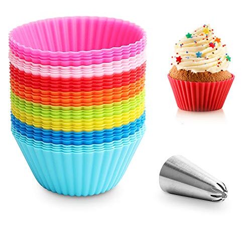 Stampi per Dolci in Silicone, Naiocase 32 Pirottini Muffin Riutilizzabili e Multicolor, Teglie per Torte, Budini, Focaccine, Gelati