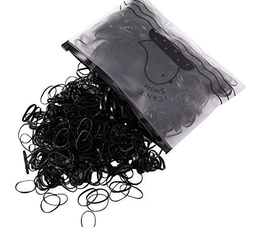 Hanyousheng Confezione da 1000 Mini Elastici Gomma Elastici Morbidi per Bambini Capelli,Capelli Elastici Gomma Capelli di Gomma Bande Intrecciare, Nero