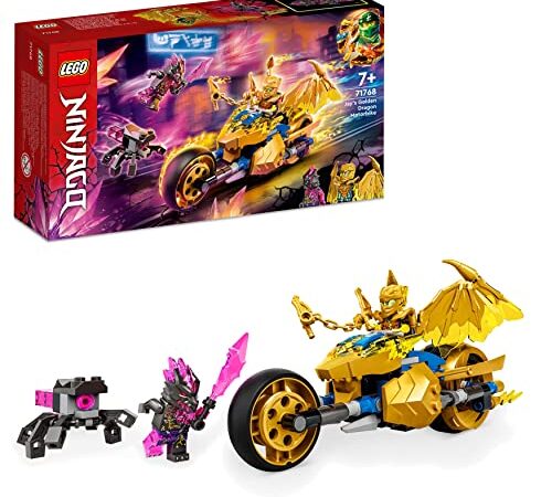 LEGO 71768 Ninjago Moto Drago d’Oro di Jay, Set Serie TV Crystallized con Minifigure Vengestone, Veicolo Giocattolo, Giochi per Bambini dai 7 Anni