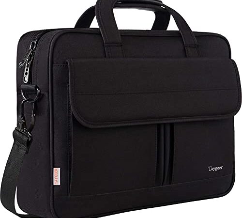 Taygeer Borsa Porta PC, Borsa PC 15.6 Pollici Impermeabile Borsa Computer Porta PC Portatile Borsa Messenger per Donna Uomo Insegnanti Viaggio Lavoro Università Scuola- Nero