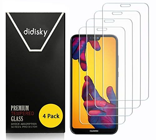 Didisky Pellicola Protettiva in Vetro Temperato per Huawei P20 Lite, [4 Pezzi] Protezione Schermo [Tocco Morbido ] Facile da Pulire, Facile da installare, Trasparente