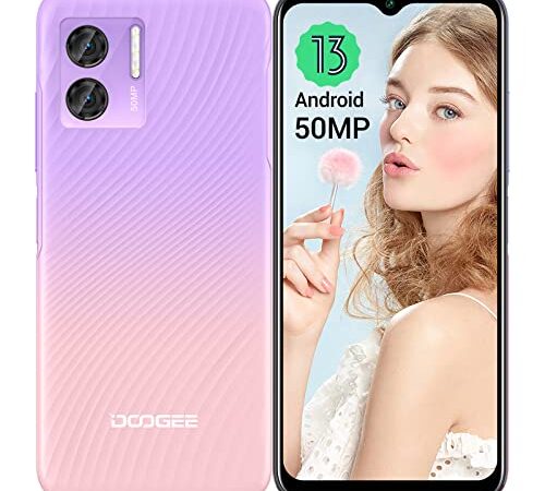 DOOGEE N50 Smartphone Android 13 (2023), 15GB + 128GB(1TB Espandibile) Telefono Cellulare, 50MP+8MP Fotocamere Telefoni Offerta, 6.52" HD+ 4300mAh Octa-Core, 4G Dual SIM/Face ID/Fingerprint/GPS/OTG