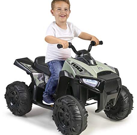 FEBER - Quad Boxer 12V, un posto, elettrico, con ruote larghe per maggiore stabilità e velocità massima 5 km/h, per bambine/i dai 3 anni, 800012541