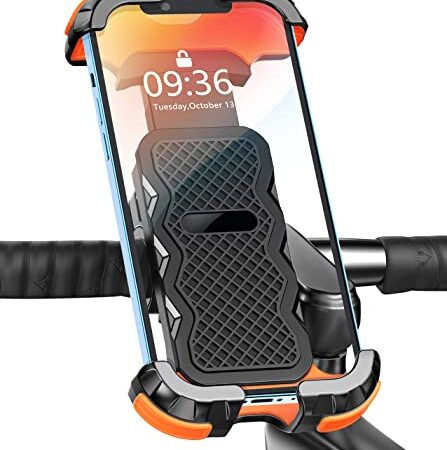 Glangeh Porta Cellulare Bici, Blocco di Sicurezza Antivibrante Porta Cellulare Moto, Porta Telefono Bici 360° Rotabile Compatibile con iPhone 14 13 PRO Max, Samsung, 4.7''-6.8" Smartphones