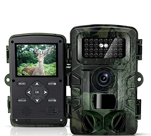 HAZA Fotocamera Caccia, 36MP 1080P HD LCD 2.0" Impermeabile Fototrappola Infrarossi Invisibili per Animali Fotografiche da Caccia Movimento Attivato Visione Notturna Esterna Fototrappola Sorveglianza