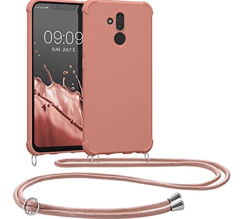 kwmobile Custodia Compatibile con Huawei Mate 20 Lite Cover - Back Case in Silicone TPU - Protezione Smartphone con Cordino - madre perla