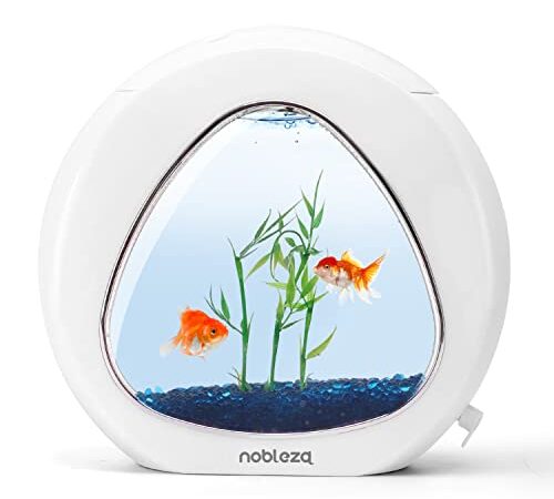 Nobleza - Acquario Nano Fish Tank con luci LED incorporate e Pompa dell'Acqua, acquari Tropicali, 4 Litri, Bianco