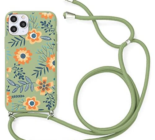 Phoona Cover con Cordino per Samsung Galaxy A20e 5,8", Custodia con Cellulare Collana Corda Cordoncino con Laccio Tracolla, TPU Silicone Antiurto Bumper Case per Samsung A20e Modello Fiore