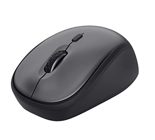 Trust Yvi+ Mouse Wireless Silenzioso con Design Sostenibile, 800-1600 DPI, per Mano Sinistra e Destra, Microricevitore USB, Mouse Senza Fili Compatto per PC, Computer, Laptop, Mac - Nero