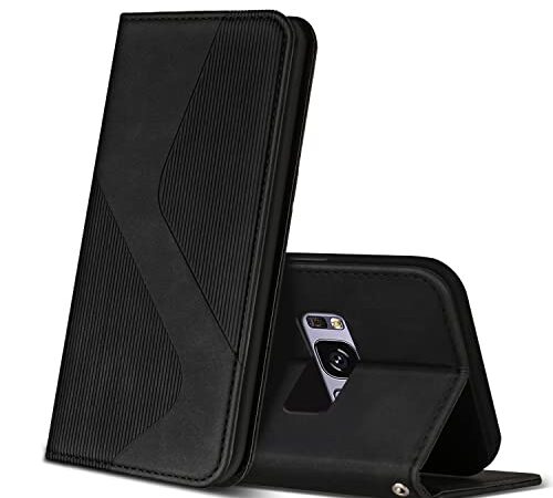 ZONNAVI Cover per Samsung Galaxy S8, Flip Custodia Pelle PU con [Slot Cart] [Supporto Stand] [Magnetica], Cover a Libro Portafoglio per Samsung Galaxy S8 (Nero)