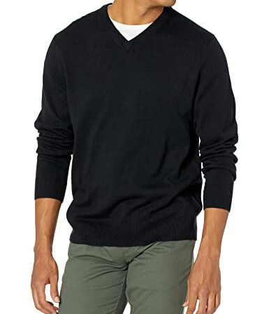 Amazon Essentials Maglione con Scollo a V (Disponibile in Taglie Extra Forti) Uomo, Nero, XL