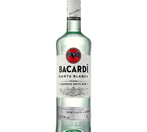 BACARDÍ Carta Blanca White Rum, iconico rum bianco dei Caraibi, ideale per i cocktail, Vol. 37,5%, 100 cl / 1 L