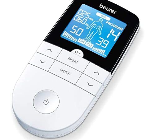Beurer EM 49 Elettrostimolatore Digitale TENS EMS con Funzione Massaggio Relax, Bianco/Nero