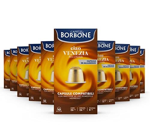 Caffè Borbone Miscela Ciao Venezia - 100 Capsule ALLUMINIO (10x10) compatibili Nespresso®* Original con le Macchine ad uso domestico Nespresso®*