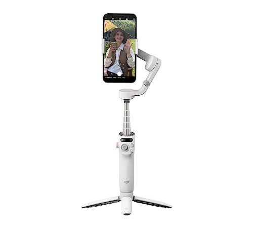 DJI Osmo Mobile 6, stabilizzatore per smartphone a 3 assi, tracciamento degli oggetti, manico integrato, portatile e pieghevole, per Android e iPhone, ideale per vlog, YouTube, TikTok, grigio platino