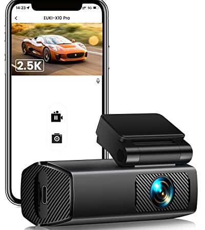 EUKI Dash Cam Auto, Telecamera per Auto, Full HD 2.5K WiFi Dashcam, Super Visione Notturna, Grandangolare di 170°, G-Sensor, WDR, Registrazione in Loop, 24H Monitor di Parcheggio