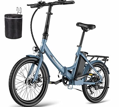 Fafrees Bicicletta elettrica F20 LIGHT, bici da città elettrica pieghevole da 20 pollici, motore da 250 W, batteria da 14,5 Ah, e-bike a 7 velocità per donna, autonomia 110 km, Blu