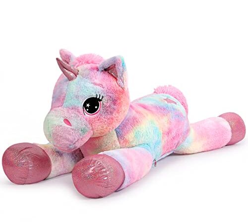 FAVOSTA Unicorno Giganti Peluche Giocattolo Morbido Grande Unicorno orsacchiotto Gigante Unicorno 80cm Rosa