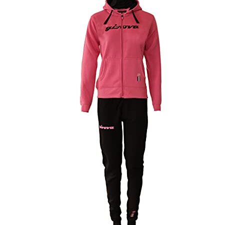 GIVOVA TUTA DONNA 105 PAILLETTES CON CAPP in FELPA FUXIA/NERO Tg. M