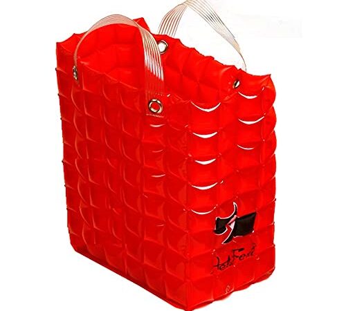 Helio Ferretti BORSA MARE BORSA GONFIABILE PER PISCINA, BORSA VIAGGIO ROSSO IN PVC BORSA CON MANICI TRASPARENTI