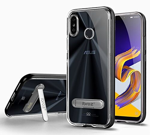 IBROZ ASUS Zenfone 5 et 5Z (ZE620KL / ZS620KL) Custodia, Custodia Antiurto Trasparente - Supporto TV Crutch - Grado Militare + Pellicola Protettiva Vetro Temperato 9H - (ASUS Partner)