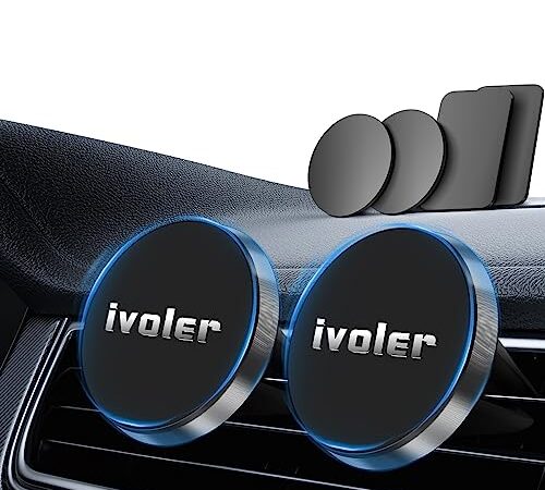 iVoler 2 Pezzi Supporto Cellulare Auto Magnetico, Universale a Calamita per iPhone 13 Pro Max Samsung Galaxy Xiaomi e Altro Smartphone o Dispositivo GPS - Nero