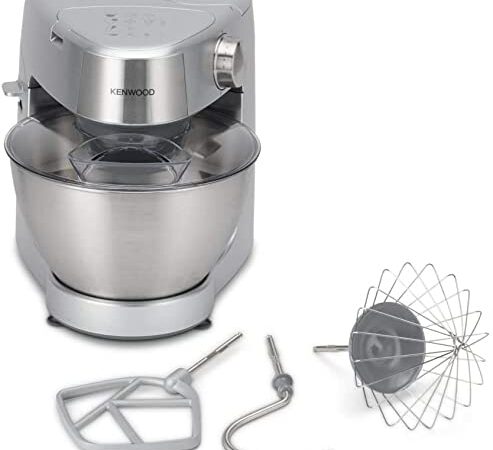 Kenwood KHC29.A0SI Impastatrice Planetaria Prospero + Ciotola capiente in acciaio da 4,3L, Dotato di 3 utensili di miscelazione, Potenza 1000watt, Sistema di sicurezza, Piedini antiscivolo, Silver