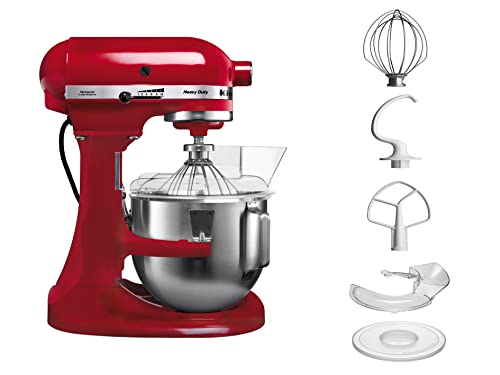 KitchenAid 5KSM5BER Robot da Cucina Heavy Duty da 4,8 L 5KPM5EER, 120 W, 4.83 Litri, 0 Decibel, 18/8 Stainless Steel, 10 velocità