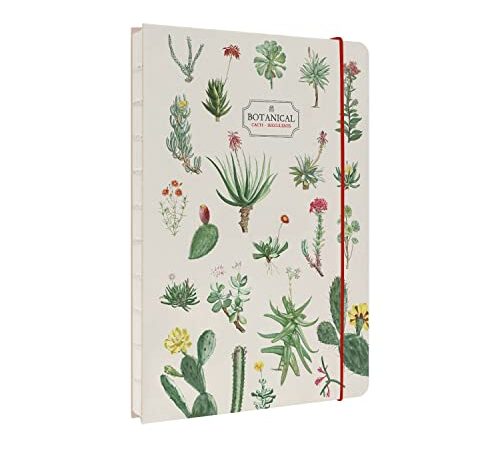 Kokonote: Quaderno Puntinato Botanical Cacti | Quaderno A5 con rilegatura a mano, copertina rigida e chiusura elastica, carta d'avorio 90g/m², ideale come bullet journal o quaderno appunti