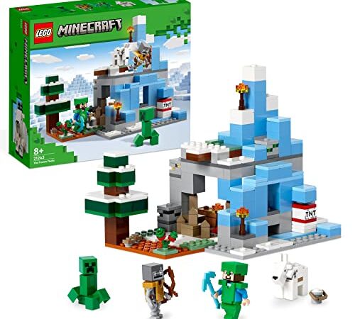LEGO 21243 Minecraft I Picchi Ghiacciati, Modellino da Costruire con Caverna e Personaggi di Steve, Creeper e Capra, Gioco Creativo, Idee Regalo