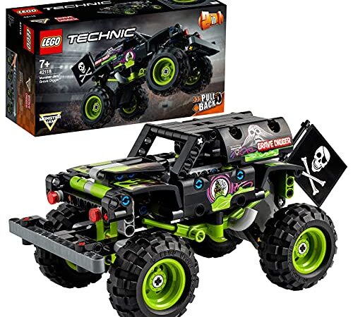 LEGO 42118 Technic Monster Jam Grave Digger, Giocattolo 2 in 1 da Costruire da Monster Truck a Buggy Fuoristrada con Azione Pull-Back, Giochi per Bambini, Bambine, Ragazzi e Ragazze da 7 Anni in su