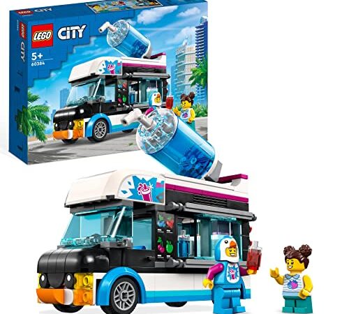 LEGO 60384 City Il Furgoncino delle Granite del Pinguino, Camion Giocattolo con Minifigure, Idea Regalo Estiva per Bambini, Ragazzi e Ragazze dai 5 anni in su