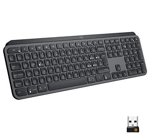 Logitech MX Keys Tastiera Wireless Illuminata Avanzata, Bluetooth, Digitazione tattile, Tasti ‎Retroilluminati, USB-C, PC/Mac/Laptop Windows/Linux/IOS/Android, Layout Italiano ‎QWERTY - Nero Grafite