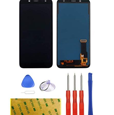 LTZGO Display di Ricambio Compatibile con Samsung Galaxy J6 J600 2018 Nero, con Kit di Riparazione, Schermo LCD Touch Screen Digitizer Assembly (Telaio Non Incluso)