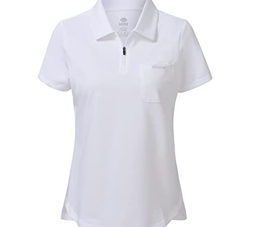 MoFiz Polo Donna Manica Corta Golf Poloshirt Cotone Lavoro Camicia Traspirante Sport Top Bianco M