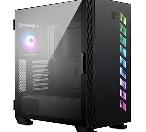 MSI MAG VAMPIRIC 300R Mid Tower - Custodia per computer da gioco, 1 ventola ARGB da 120 mm, sincronizzazione con luce mistica, USB Type-C, pannello in vetro temperato, E-ATX, ATX, mATX, mini-ITX