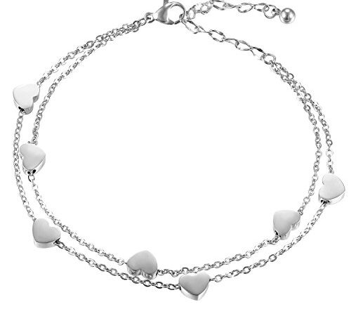 OIDEA Bracciale Braccialetto Donna Bracciale acciaio inox cuore argento