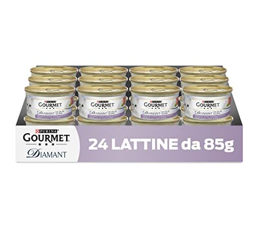 Purina Gourmet Diamant Umido Gatti con Fiocchi di Tonno in Gelée, 24 Lattine da 85g