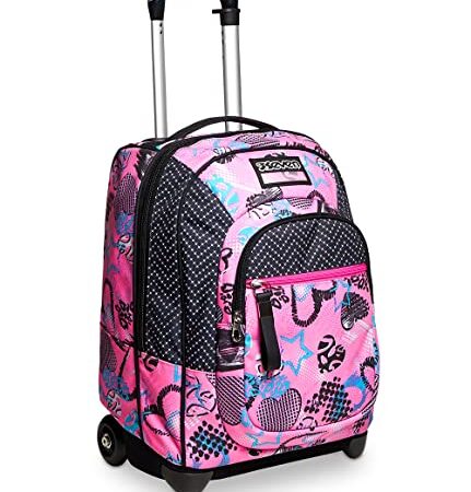 Seven Trolley Seven, Glamheart Girl , Viola, 2 In 1 Zaino Con Cross-over System, Scuola & Viaggio, Zaino Bambine e ragazze, Rosa (Rosa), Taglia Unica