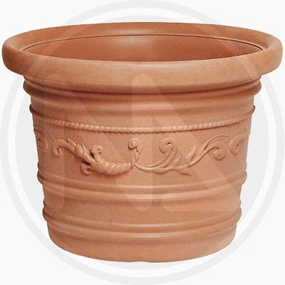 VASO TONDO Festonato - Ø 50Cm - IN RESINA - Colore TERRACOTTA - doppio bordo