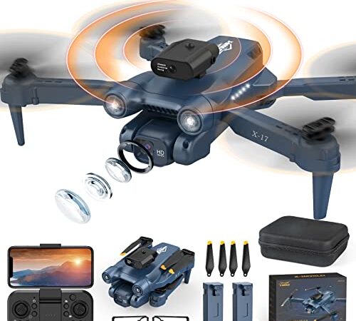 X-IDRONE17 Drone con Telecamera HD 1080P, Drone Pieghevole,Drone Professionale FPV WiFi, Quadcopter RC con Posizionamento del Flusso Ottico, Evitamento Attivo Degli Ostacoli a 360°, Modalità Headless