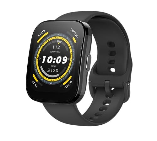 Amazfit Bip 5 Smartwatch, Schermo grande da 1,91", chiamate Bluetooth, Alexa, GPS, durata della batteria di 10 giorni, fitness tracker con frequenza cardiaca, monitoraggio dell'ossigeno nel sangue