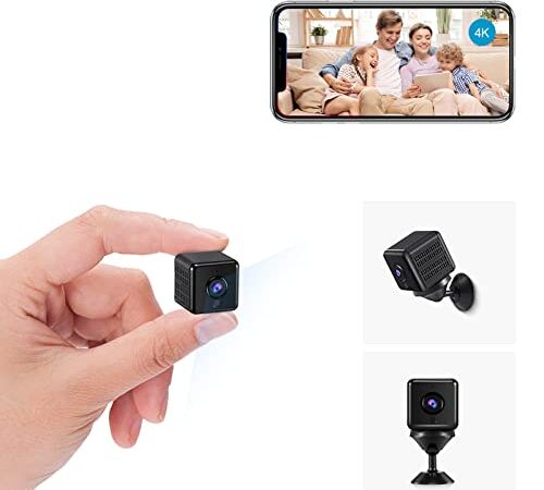 aobo Telecamera Nascosta 2023 4K HD Mini Telecamera Spia Wifi Interno Videocamera Sorveglianza Telecamere Senza Fili Mini camere Spia Batteria Lunga Durata Spy Cam Per Bambini/Casa/Auto