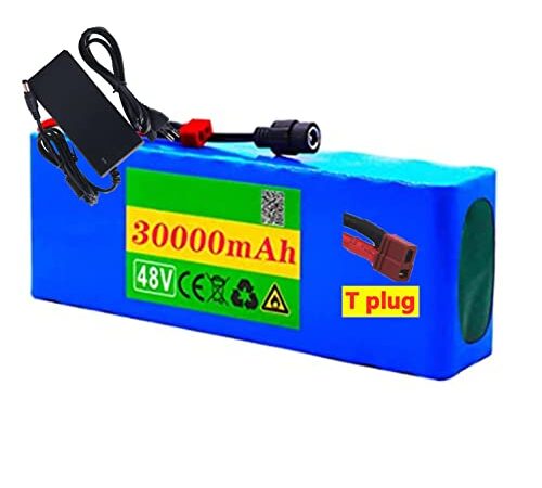 Batteria Agli Ioni Di Litio 18650 E-Bike, Batteria Ad Alta Potenza 48V 30Ah 30000Mah Biciclette Elettriche Batteria Al Litio Con Caricabatterie+BMS 48V 30Ah,T plug