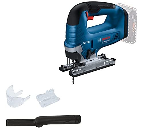 Bosch Professional 18V System Seghetto alternativo a batteria GST 18V-125 B (con impugnatura a staffa, tagli inclinati con angoli fino a 45°, 1 lama per seghetto alternativo, kit di aspirazione)